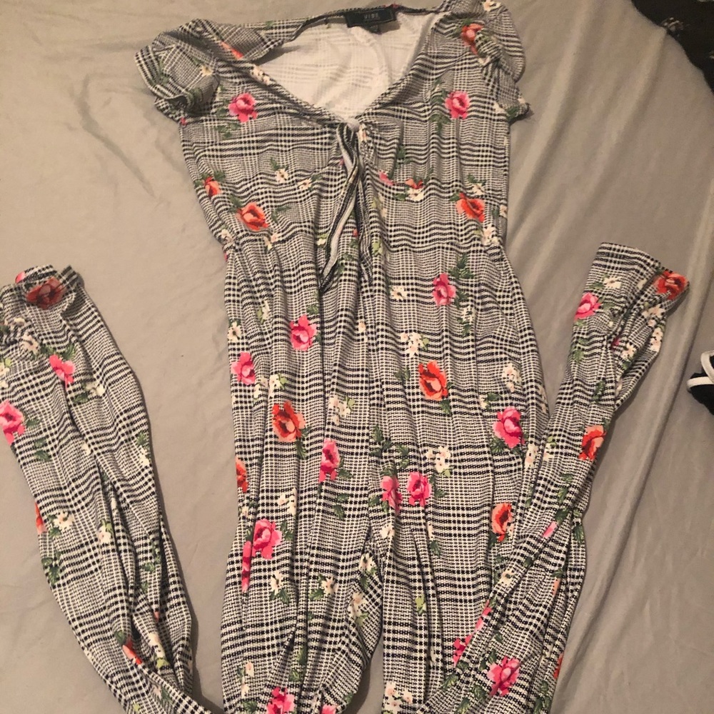 Floral/Checkered Body suit